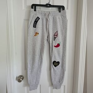 Forever 21 Light Gray Joggers with Fun Patches